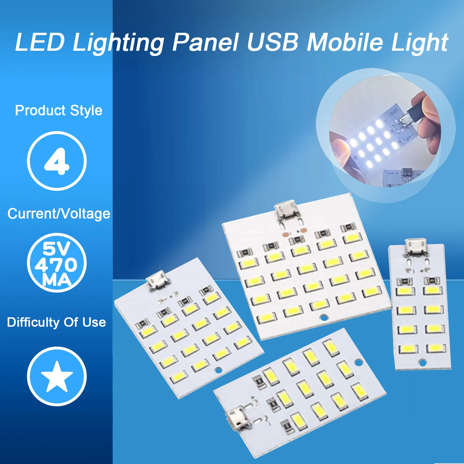 1BUC 5730 Smd 5V 430mA~470mA Alb Mirco Usb 5730 LED de iluminat USB pe Panoul de lumină Mobil de Urgență Lumina Lumina de Noapte