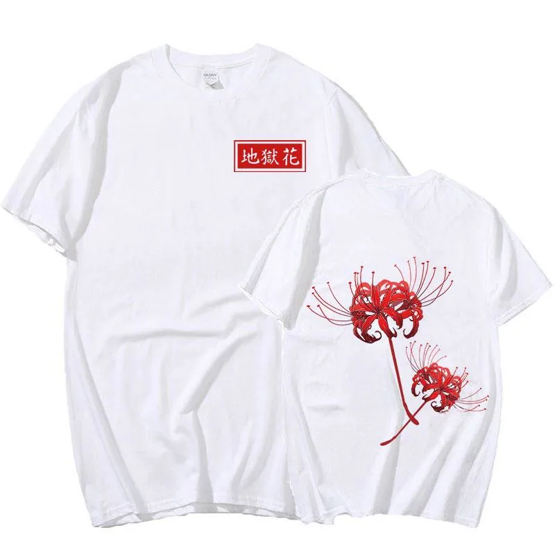 Anime Tokyo Ghoul Flori T-shirt pentru Bărbați Femei Naiba Flori Grafic de Imprimare T-shirt Casual Streetwear Hip Hop Cuplu T-shirt