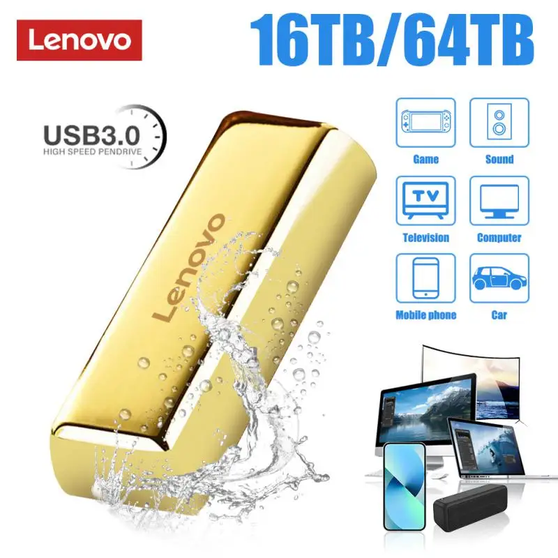 Lenovo Pen Drive 64TB USB Flash Drive 16TB 8TB 4TB Pendrive Metal Memorie Flash Disk Portabil de Stocare Stick Usb Pentru Ps4, Ps5