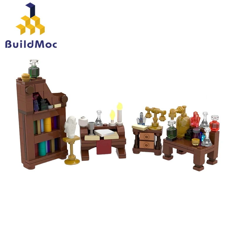 MOC Medieval, Atelier Experimental de Laborator Blocuri Set Poțiune Sticla Alchimist Cărămizi Jucării Pentru Copii Kid Cadouri
