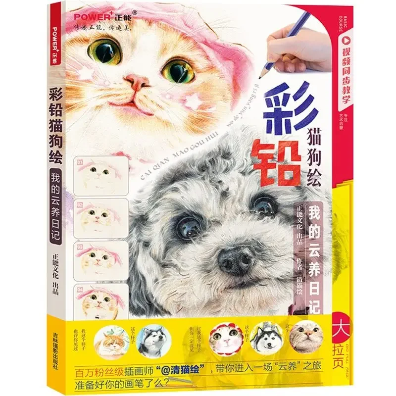 Minunat Pisică Câine Chinezesc Creion De Culoare Pictura Desen Carte De Artă Introducere În Culoare Plumb Cărți De Pictură