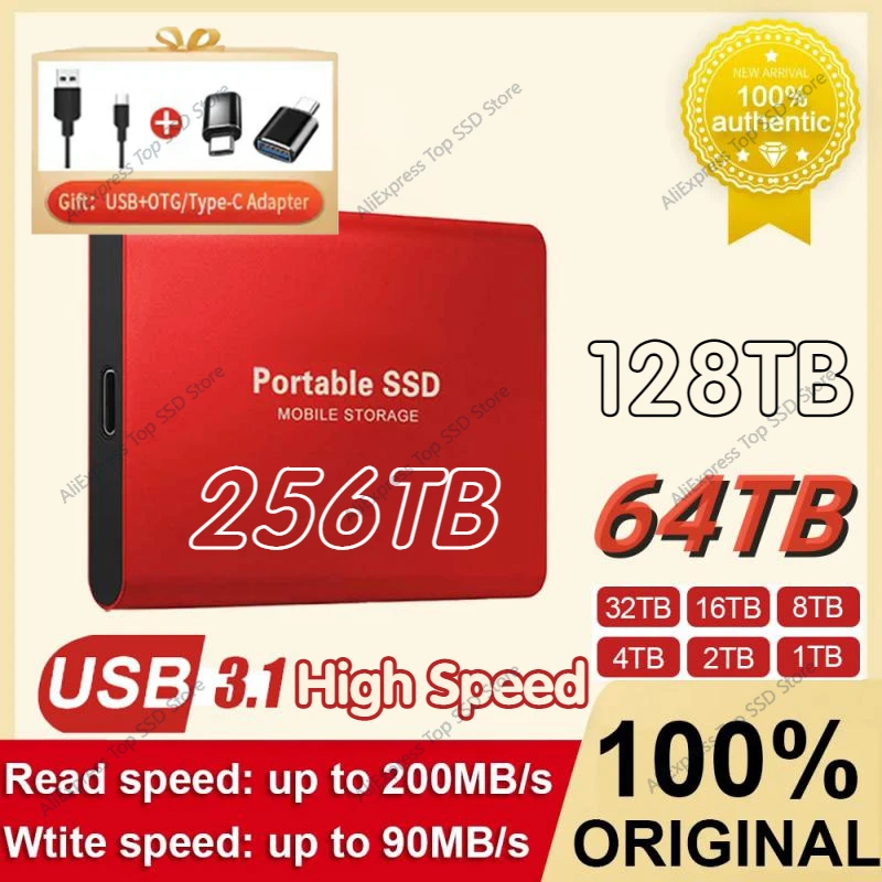 Portable SSD USB 3.1 Hard Disk Extern 128TB 64TB 16TB 8TB 4TB 256TB de Tip C SSD Mobil Solid Disc Pentru Desktop Laptop Ps4, Ps5
