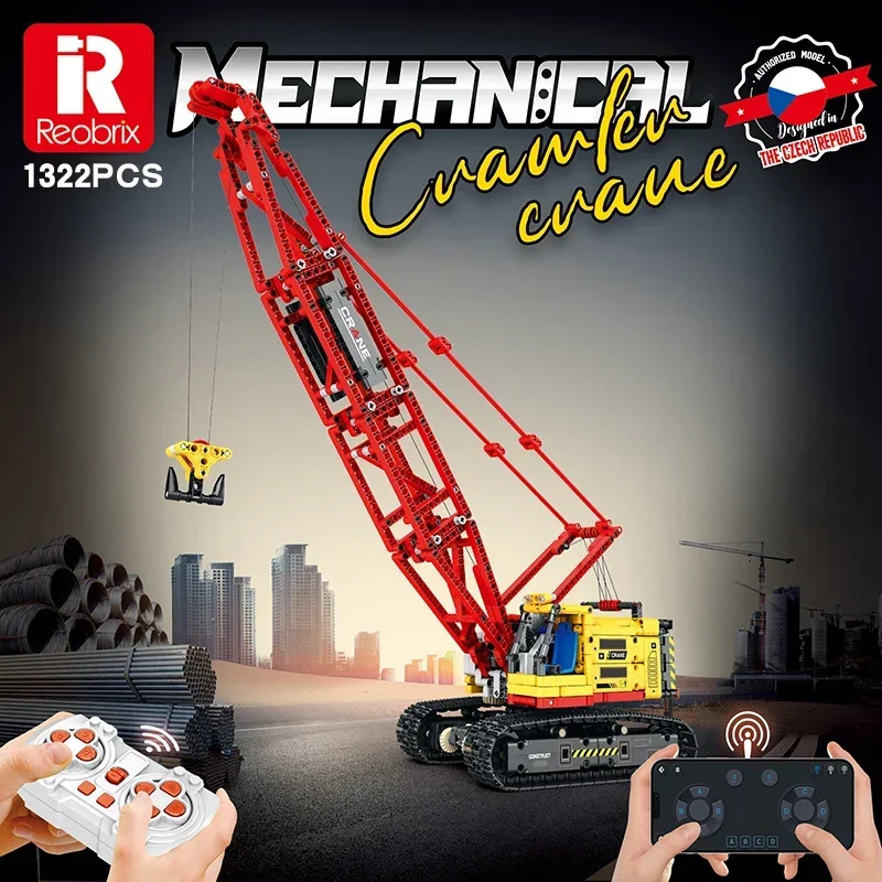 Reobrix Blocuri 1322Pcs Tehnice Kituri de constructie MOC APP Control de la Distanță Camion LTM Excavator Macara Model pentru Copii Jucarii Craciun