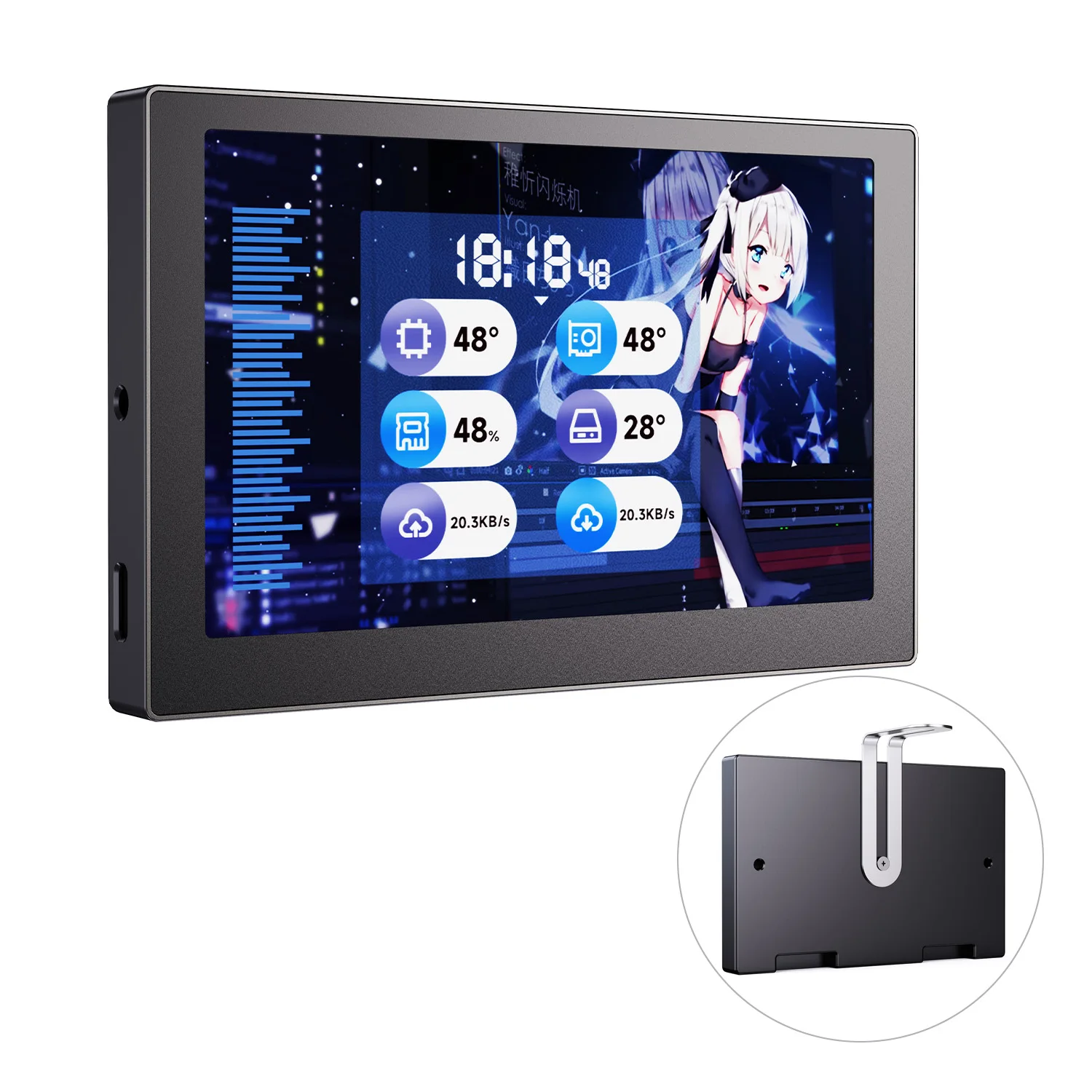 Waveshare USB Monitor, 5/7 Inch USB Monitor PC Caz Secundar Ecran /Desktop RGB Ambient Ecran, Panou IPS, 800×480 / 1024×600